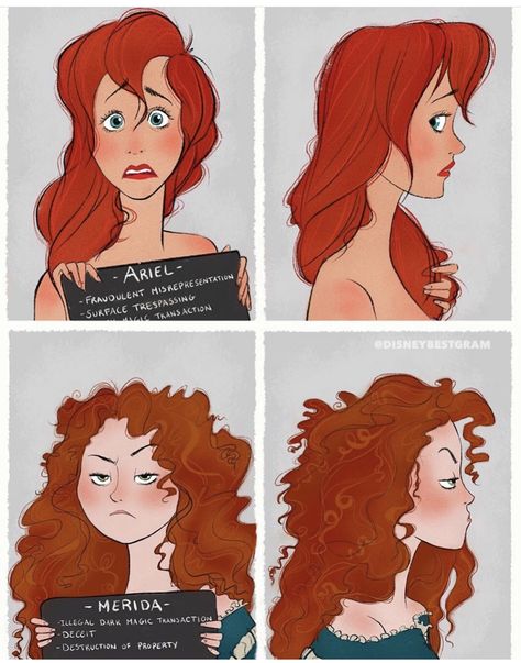 Disney Princess Mugshots, I'm Mad At Disney, Disney Princess Comics, Disney Princess Mugs, Disney World Halloween, Disney Princess Funny, Princess Halloween Costume, Disney Princess Fan Art, Disney Collage