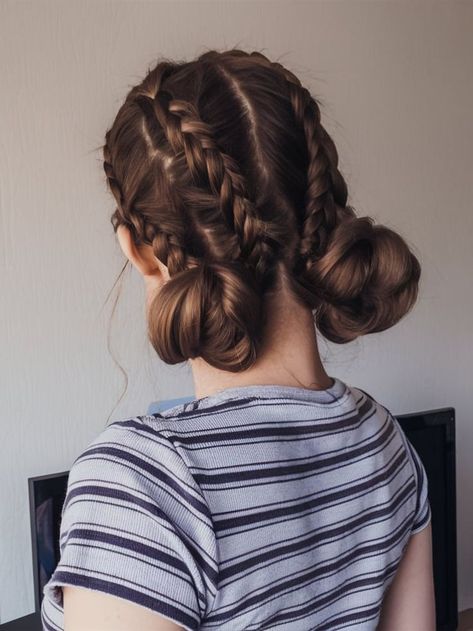 Stand out this fall with a unique double braided haircut featuring low buns. This creative hairstyle combines functionality with style, perfect for autumn activities. The symmetrical braids add an element of elegance, while the low buns keep the look grounded and practical. Ideal for those seeking a distinctive yet easy-to-manage fall haircut. Fall Haircut, Low Buns, Fall Hair Cuts, Double Braid, Creative Hairstyles, Autumn Activities, The Low, Fall Hair, Buns