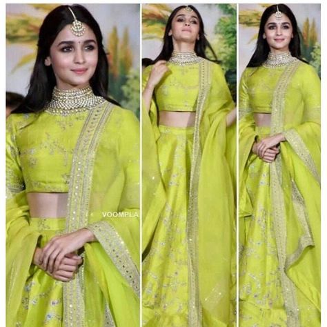 Alia Bhatt Silk A Line Lehenga Choli In Lemon Lime Green Colour Plus Size Lehenga Mommy Daughter Lehenga Customize Lehenga UK,USA.CANADA by PADAMANILehenega on Etsy Plus Size Lehenga, A Line Lehenga, Sabyasachi Lehenga, Indian Lehenga Choli, Lehenga Choli Wedding, Green Lehenga, Choli Designs, Indian Wedding Wear, Indian Lehenga