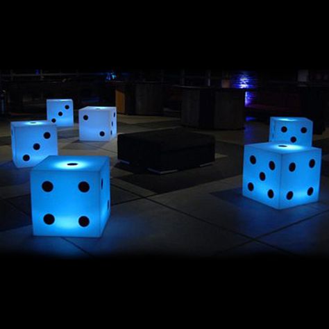 Game Night Event Decor, Dice Table, Glowing Centerpieces, Bond Party, 007 Casino Royale, Vegas Theme Party, Casino Birthday, Casino Night Food, Las Vegas Party