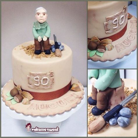 90 Years Old Birthday Cake, Birthday Cake 90 Years Old, Grandpa Cake, Old Birthday Cake, Happy Birthday Grandpa, Anne Baba, Fondant Figures, Novelty Cakes, 70th Birthday