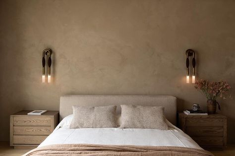 SLS Properties Inc. (@slspropertiesinc) • Instagram photos and videos Bedroom Wabi Sabi, Beige Walls Bedroom, Clay Walls, Roman Clay, Wood Walls Bedroom, Taupe Bedroom, Taupe Walls, Minimal Bedroom, Modern House Interior