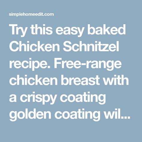 Try this easy baked Chicken Schnitzel recipe. Free-range chicken breast with a crispy coating golden coating will be a family favourite. Baked Chicken Schnitzel, Chicken Schnitzel Recipe, Schnitzel Recipe, Kale Slaw, Schnitzel Recipes, Chicken On A Stick, Paprika Potatoes, Chicken Schnitzel, Crispy Baked Chicken