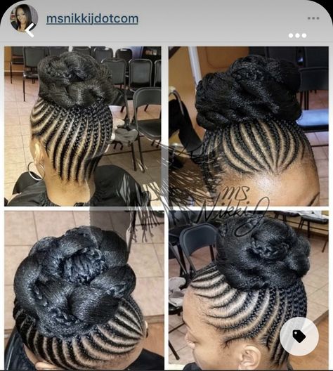 Cornrow Hairstyles Updo, Updo High Bun, Cornrow Updo On Natural Hair, Updo High, Mohawk Braid Styles, Goddess Braids Updo, Cornrows Updo, Women Cornrows, Cornrows Natural Hair