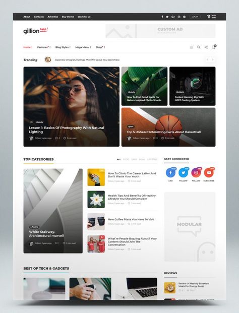 Blog & Magazine WordPress Theme Blog Article Design, Magazine Website Design, Personal Website Design, Blog Layout Design, Magazine Web Design, Website Design Inspiration Layout, Blog Website Design, News Website Design, News Web Design