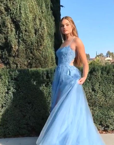 Prom Dresses Long Blue, Trendy Prom Dresses, Prom Dresses Formal, Prom Dresses Two Piece, Blue Evening Dresses, Blue Tulle, Cute Prom Dresses, Long Prom Dresses, Piece Prom Dress