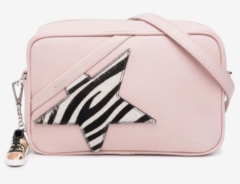 Golden Goose Designer Crossbody Bags, Golden Goose, Embossed Logo, Bags Shoes, Pink Leather, Pink Bag, Cross Body, Light Pink, Crossbody Bag