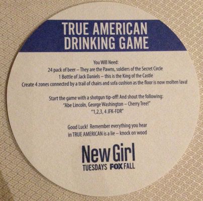 Get the Official Rules to the New Girl Drinking Game, True American True American Rules, Nick And Jess, Fun Drinking Games, American Quotes, True American, Drinking Game, Wrist Game, What Do You Mean, Drinking Games