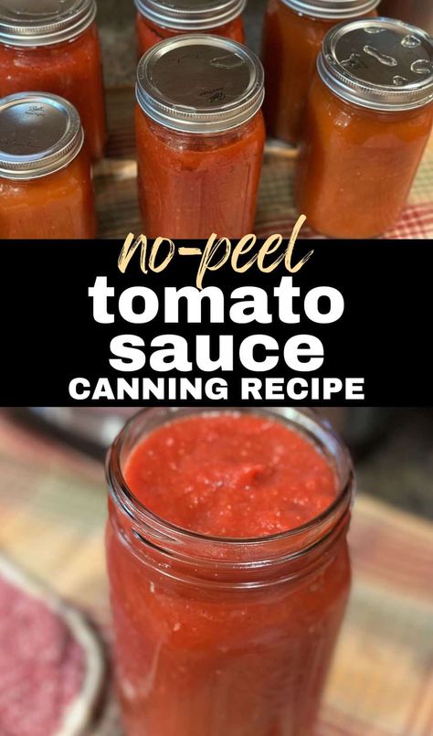 Canning Tomato Sauce (with skins and seeds): How-to Guide - Heritage revived Salsa With Canned Tomatoes, Salsa Canning Recipes, Water Bath Canning Recipes, Can Tomato Sauce, Fresh Eating, Easy Canning, Canning Salsa, Cherry Tomato Sauce, Easy Tomato Sauce