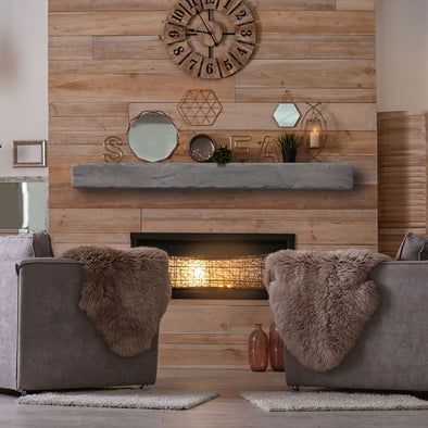 Gray Mantle, Floating Fireplace Mantel, Fireplace Dimensions, Stocking Hangers, Floating Fireplace, Floating Mantel, Rustic Mantel, Box Construction, Mantel Design