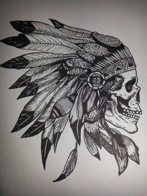 Native American Skull Tattoo, Indian Headdress Tattoo, Indian Skull Tattoos, Headdress Tattoo, Chest Tattoo Ideas, Line Tattoo Ideas, American Indian Tattoos, Native American Tattoos, Native Tattoos