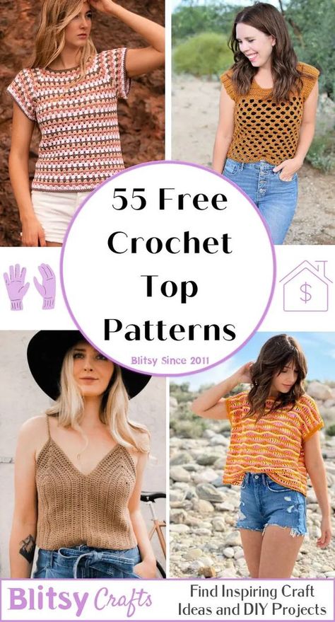 Summer Crochet Patterns, Trendy Crochet Patterns, Crochet Blouse Pattern, Summer Top Pattern, Make And Do Crew, Crochet Tank Tops, Long Sleeve Crochet, Crochet Pullover, Best Crochet Patterns