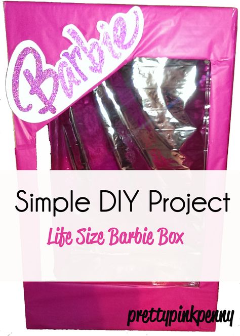 DIY Project: Life Size Barbie Box | Pretty Pink Penny Lifesize Barbie Box, Barbie Box Diy, Life Size Barbie Box, Barbie Box Costume, Parade Float Diy, Pretty In Pink Party, Diy Fashion Show, Life Size Barbie, Birthday Party Box