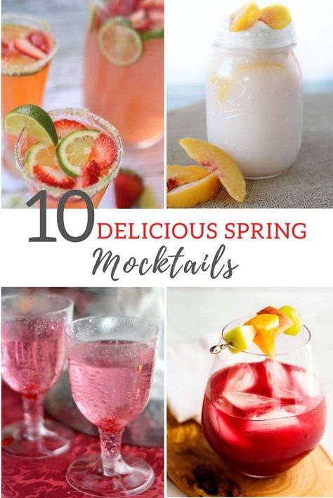 10 Delicious Spring Mocktails Spring Drink Recipes, Easy Spring Cocktails, Summer Mocktail Recipes, Spring Drinks, Mocktail Party, Easy Mocktails, Easter Drink, Easy Mocktail Recipes, Spring Time Desserts