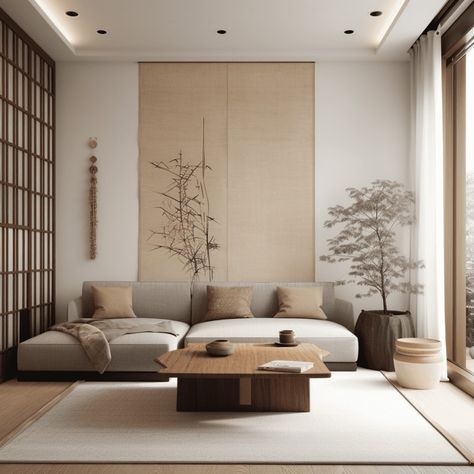 Zen Interior Design Living Room, Asian Zen Interior Design, Japanese Zen Interior, Japan Living Room, Zen Style Interior, Zen Interior Design, Zen Living Room, Ruang Tv, Zen Living