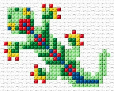 Lizard Cross Stitch, Cross Stitch Calculator, Graph Paper Art, Graph Design, Mini Cross Stitch, Cute Cross Stitch, Cross Stitch Cards, Cross Stitch Animals, Simple Cross Stitch