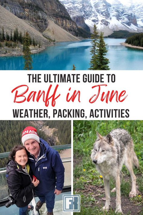 If you visit Banff National Park in June, you’ll experience unpredictable weather during the shoulder season. Some lakes like Moraine and Lake Louise have just thawed, and trails are beginning to open. Discover what to pack, what to expect of the weather, and more. Banff In June, Banff Canada Summer, Hiking Trip Packing List, Canada Packing List, Canada Banff, Lake Louise Banff, Summer Packing Lists, Canadian Road Trip, Banff National Park Canada