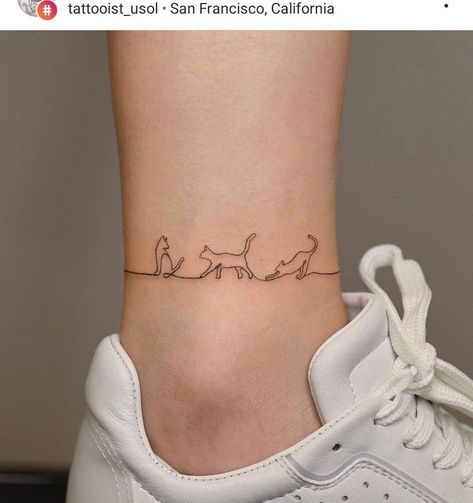 Minimalist Tattoo Animal, Small Tattoos Cat, Three Cats Tattoo, 2 Cat Tattoo, Cat Tattoo Minimalist, Line Cat Tattoo, Cat Tattoos For Women, Fine Line Cat Tattoo, Dainty Cat Tattoo