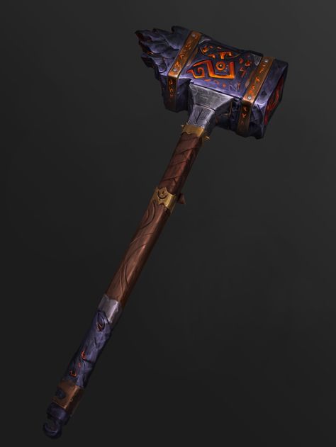 Magic Hammer Art, Battle Hammer Concept Art, Fantasy Weaponsmith Design, Hammer Design Fantasy, Medieval Hammer, Fantasy Hammer, Magic Hammer, Earth Genasi, Cybernetic Arm