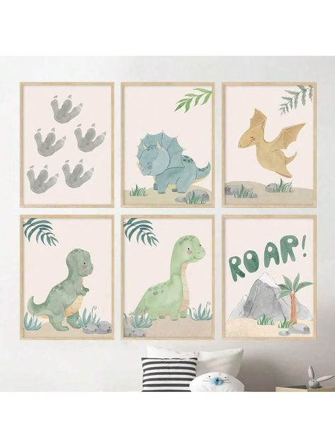 1pc Boho Dinosaur Pterosaur Brachiosaurus Print Set Nursery Wall Art Canvas Painting Posters Dino Boys Room Kids Pictures Decor Frameless Multicolor Cartoon   Canvas Animal,Cartoon,Graphic,Plants Unframed Painting   Home Decor, size features are:Bust: ,Length: ,Sleeve Length: Vintage Dinosaur Nursery, Baby Boy Dinosaur Nursery, Dinosaur Nursery Baby Boy, Boho Dinosaur, Dinosaur Nursery Theme, Dinosaur Boys Room, Dinosaur Painting, Pictures Decor, Hallway Wall Art