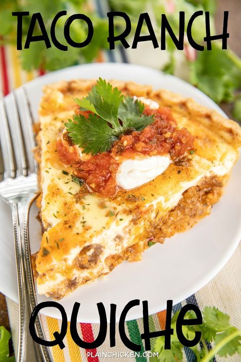 Taco Quiche Recipes, Mexican Quiche Recipes Easy, Eggs And Rotel Recipe, Pioneer Woman Cowboy Quiche, Mexican Quiche Recipes, Ground Beef Quiche, Taco Quiche, Quiche Ideas, Beef Quiche