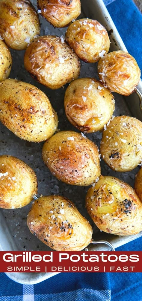 Potatoes On Charcoal Grill, Yukon Gold Potato Recipe Grill, Grilled New Potatoes Recipes, Red Potato Recipes Grilled, Bbq Roasted Potatoes, Potato Recipes On The Grill, Grilled New Potatoes, Blue Moon Potatoes, Small Potatoes On The Grill