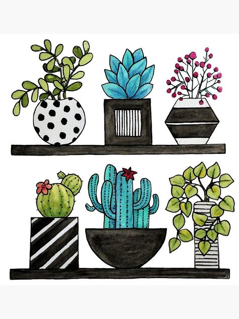 Painted Succulents, Cactus Rocks, Cactus Cards, Succulents Drawing, Cactus Drawing, Watercolor Pineapple, Making Plant Pots, Ipad Snap, Watercolor Cute