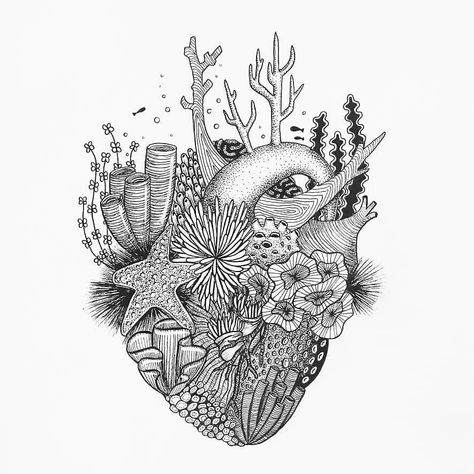 Coral, the heart of our planet 💚🌏 While coral reefs only cover 0.0025 percent of the oceanic floor, they generate half of Earth’s oxygen! Coral Reef Tattoo, Sunken Ship Tattoo, Reef Tattoo, Coral Tattoo, Ocean Theme Tattoos, Underwater Tattoo, Coral Painting, Ocean Art Painting, Rose Tattoos For Men