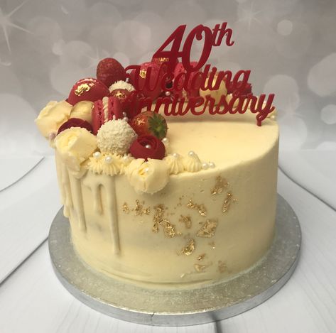 Ruby Anniversary Cake, Ruby Anniversary, Anniversary Cake, Sprinkles, Ruby, Cake