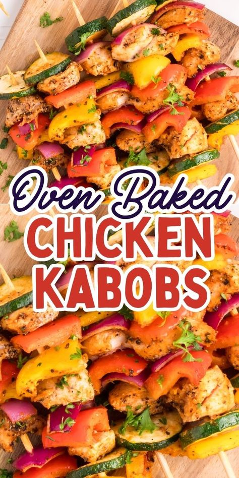 Vegetable Skewers Oven, Chicken Skewers In The Oven, Oven Chicken Skewers, Chicken Kabobs In Oven, Baked Chicken Kabobs, Chicken Kabobs In The Oven, Oven Kabobs, Chicken Skewers In Oven, Easy Chicken Kabobs