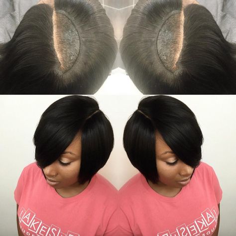 @hairbylatise                                                                                                                                                                                 More Invisible Part Quick Weave, Quick Weave Hairstyles Bobs, Short Quick Weave Hairstyles, Weave Bob Hairstyles, Weave Bob, Short Quick Weave, Quick Weave Styles, Quick Weave Bob, Short Weave Hairstyles