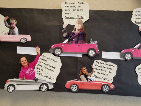 Road Trip Bulletin Board, Road Trip School Theme, Road Trip Homecoming Theme, Life Is A Highway Party Theme, Road Trip Classroom Theme, Road Trip Yearbook Theme, Road Trip Theme, Teacher Appreciation Themes, Kindergarten Bulletin Boards