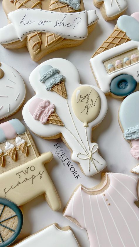 Jessica (@hartworkcookieco) • Instagram photos and videos Gender Reveal Decorated Cookies, Baby Shower And Gender Reveal, Twin Gender Reveal, Gender Reveal Cookies, Gender Reveal Baby Shower Themes, Gender Reveal Party Theme, Gender Reveal Themes, Cookies Theme, Sugar Cookie Royal Icing