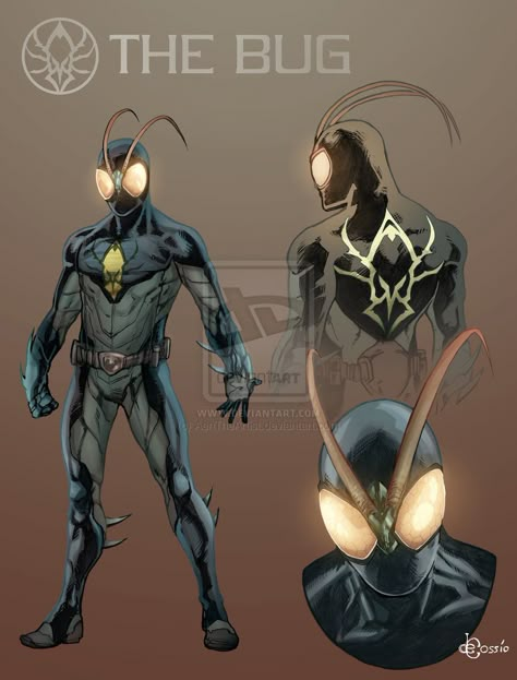 Commision - The Bug Conept - Colored by *AenTheArtist on deviantART Spider Based Characters, Alternative Comics, Hero Inspiration, The Bug, Superhero Characters, Concept Art Character, Superhero Design, Spiderman Art, Arte Horror