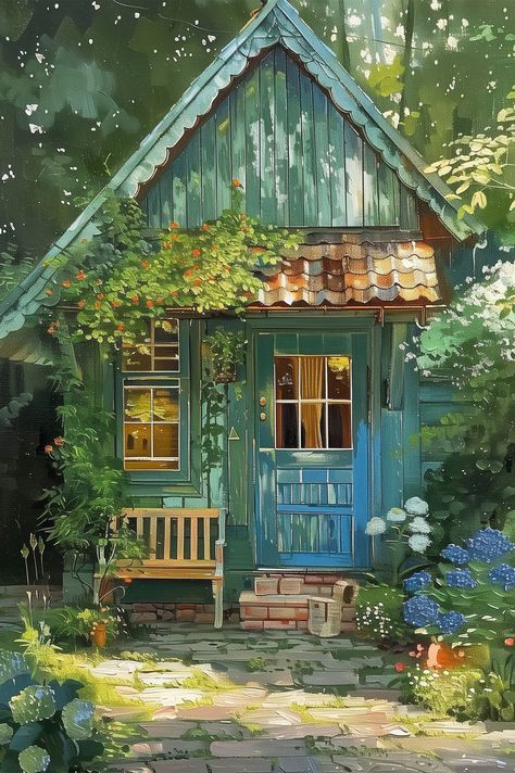 Cute Cottage Wallpaper | Adorable Cottage Wallpaper - Timeless Ghibli's Ko-fi Shop - Ko-fi ❤️ Where creators get support from fans through donations, memberships, shop sales and more! The original 'Buy Me a Coffee' Page. Whimsical Buildings, Ghibli Nature, Woodland Whimsy, Cottage Wallpaper, Whimsical Woodland, Cute Cottage, Embrace Nature, Cozy Vibes, You Smile