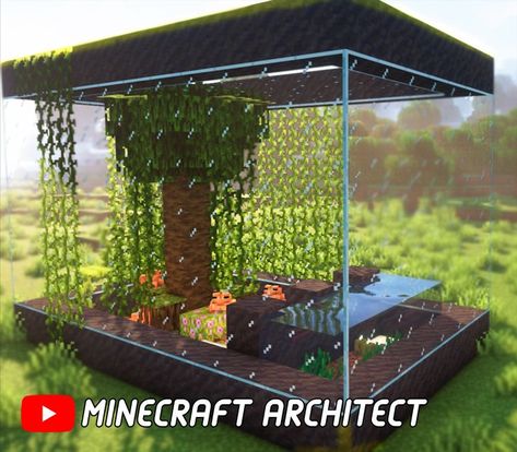 (Click image for a step by step tutorial on my YouTube Channel) Minecraft Aquarium Ideas, Frog Enclosure, Minecraft Aquarium, Minecraft Village Ideas, Cherry Blossom House, Minecraft Pfp, Build In Minecraft, Cottage Minecraft, Minecraft Garden