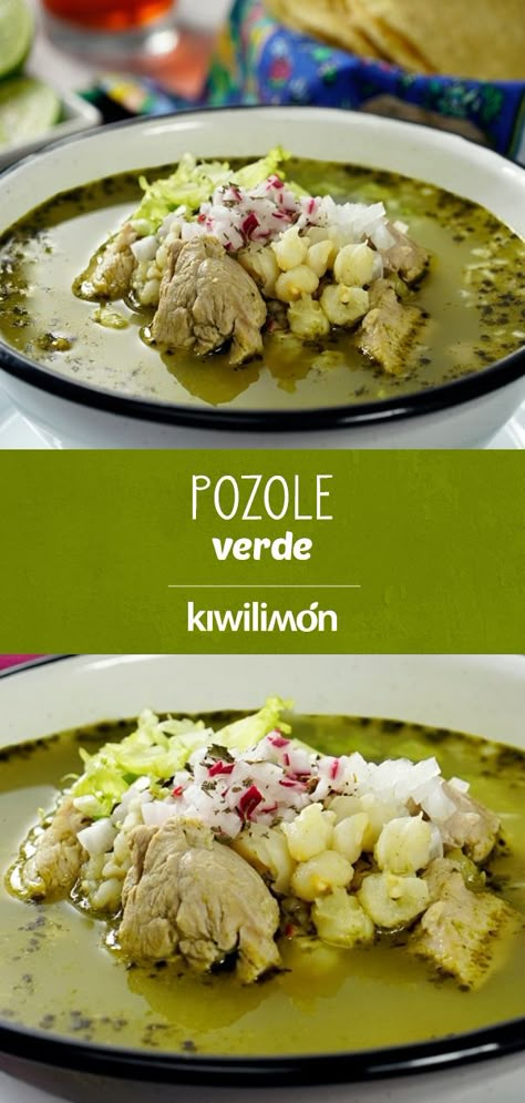 Este rico #platillo es originario de Guerrero y es considerado parte de la #comidatipica de #México. Esta versión está hecha con una #salsadetomate, #chile serrano, #perejil y #cilantro. ¡Prepáralo con carne de pollo o cerdo! Pozole Recipe Pork, Slow Cooked Beef Cheeks, Pozole Verde, Pozole Recipe, Chile Serrano, Mexican Cooking, Hispanic Food, People Food, Mexican Dishes