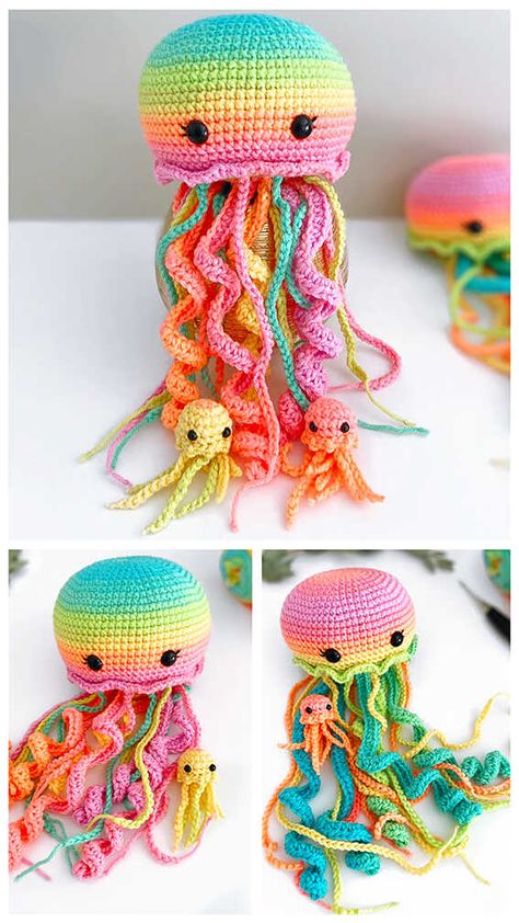 Crochet Little Jellyfish Amigurumi Free Pattern – Amigurumi Free Jellyfish Amigurumi Pattern, Crochet Amigurumi Jellyfish, Crochet Rainbow Fish Pattern Free, Free Crochet Pattern Jellyfish, Free Pdf Amigurumi Pattern, Rainbow Amigurumi Free Pattern, Crocheted Jellyfish Pattern Free, Amigurumi Jellyfish Pattern Free, Jelly Fish Amigurumi Free Pattern