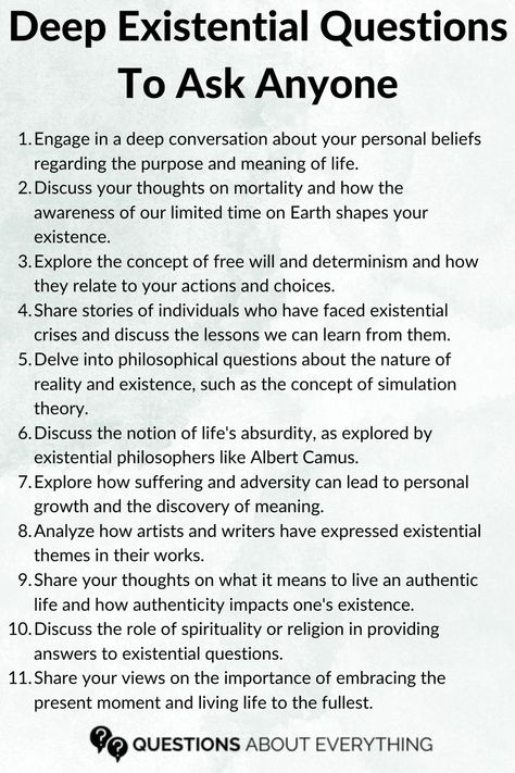 A list of Existential Questions Existential Questions, 30 Day Writing Challenge, Deep Conversation Topics, Existential Question, Philosophical Questions, Deep Questions To Ask, Critical Thinking Questions, Spiritual Journals, Relationship Psychology