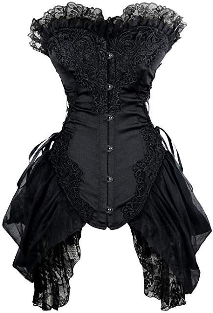 Amazon.com: black corset Corset Steampunk, Vintage Bustier, Gothic Lingerie, Black Lace Skirt, Goth Corset, Steampunk Corset, Corset Fashion, Gothic Vintage, Gothic Corset