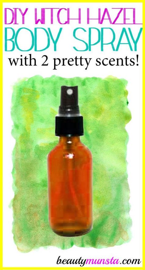 Learn how to make body spray with witch hazel right at home! Homemade Body Spray, Body Spray Recipe, Diy Body Spray, Witch Hazel Uses, Natural Beauty Hacks, Witch Hazel For Skin, Essential Oil Perfumes Recipes, Homemade Perfume, Perfume Recipes