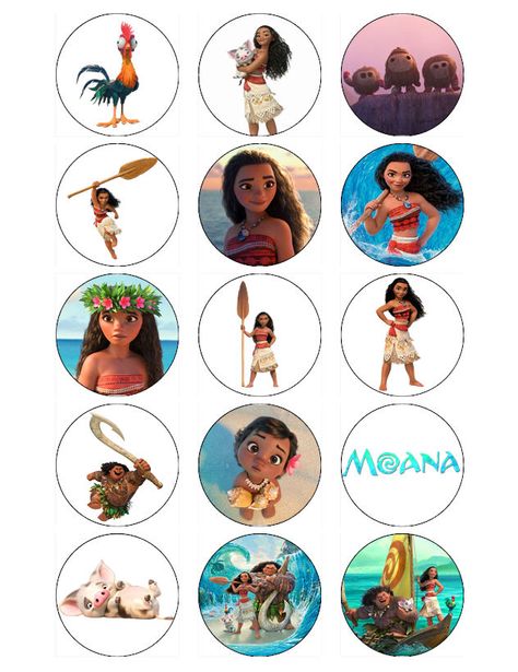 Moana Cake Topper Printable Free, Moana Printables, Moana Cupcake Toppers, Disney Moana Birthday Party, Moana Cupcake, Moana Theme Birthday, Festa Moana Baby, Moana Cake, Moana Theme