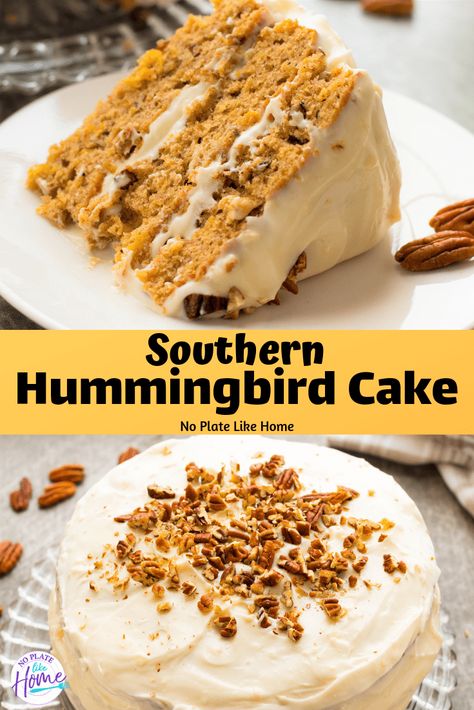 Hummingbird Cake Recipe, Southern Foods, Hummingbird Cake Recipes, Chocolate Turtle, Sallys Baking, Cheesecake Oreo, Bird Cake, Turtle Cake, Hummingbird Cake