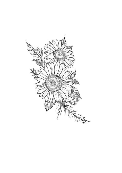 Line Work Sunflower Tattoo, Sunflower And Wheat Tattoo, Sunflower Hip Tattoo, Tattoo Ideas Female Sunflower, Sun Flower Tattoo Design, Sunflower Tattoo Stencil, Mandala Floral Tattoo Design, Mandala Floral Tattoo, Wolf Tattoo Traditional