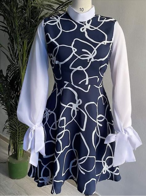 Simple But Classy Dresses, Dress With Collar Classy, Corporate Ankara Styles For Women, Church Dresses For Women Classy Simple, Bishop Collar, Ankara Dress Designs, Modest Dresses Fashion, Classy Gowns, Corporate Dress