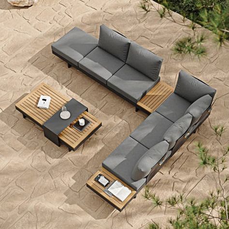 Katerina Outdoor Corner Sofa Set - Outdoor Furniture set Rooftop Furniture, Unique Patio Furniture, Outdoor Corner Sofa, Aluminium Outdoor Furniture, Contemporary Sectional, Modern Sofa Set, Corner Sofa Set, Outdoor Sofa Sets, Teak Coffee Table