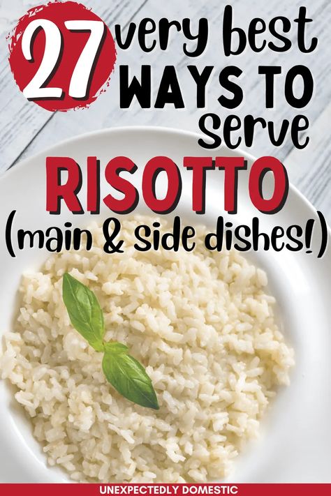 What To Make With Risotto, Risotto Meals Dinners, What To Pair With Risotto, What To Eat With Risotto, What To Serve With Risotto, Risotto Side Dish, Main Course Ideas, Spinach Apple Salad, Risotto Dinner