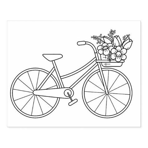 Bicycle Drawing, Cycle Drawing, Basket Drawing, Pola Sulam, 자수 디자인, Hand Embroidery Art, Embroidery Hoop Art, Hand Embroidery Patterns, Embroidery Inspiration