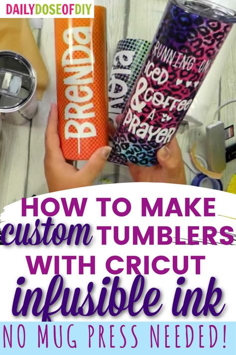 Infusible ink is here to change the tumbler game! If you want to learn how to make custom tumblers without a mug press then this is the tutorial for you. Custom Tumbler Ideas, Organizing A Craft Room, Tumbler Cups Ideas, Ink Tumblers, Cricut Expression Projects, Diy Vinyl Projects, Cricut Projects Easy, Cricut Explore Air Projects, Vinyle Cricut