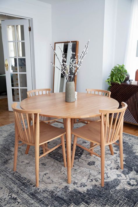 Apartment Tables Dining, Rattan Kitchen Table, Round Table 4 Chairs, Small Dining Room Table And Chairs, Small Wooden Kitchen Table, Small Round Wooden Dining Table, Boho Round Dining Table, Small Table With Chairs, Kitchen Dining Table Ideas